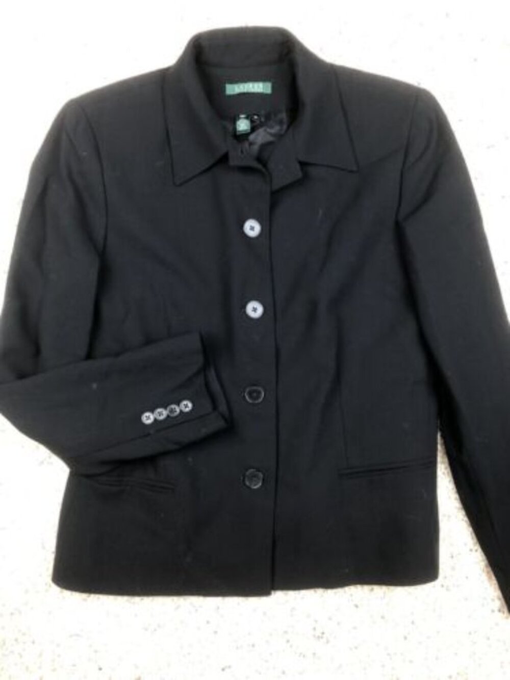 Lauren Ralph Lauren Size 10 Black Wool Shell Jacket Blazer w Buttons Women’s